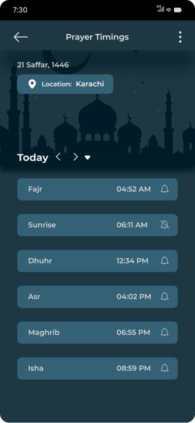 Daily prayer timings